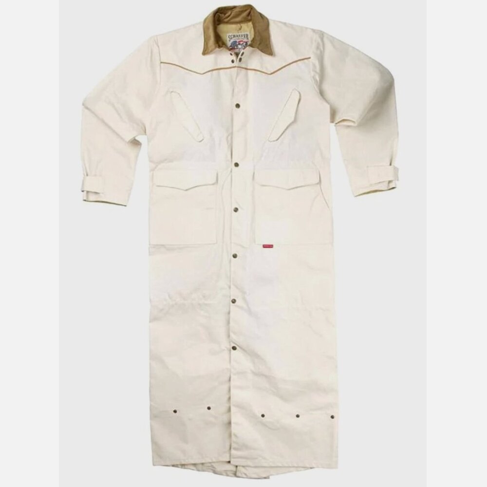Vintage NEW Schaefer USA Original Canvas Duster Coat 110 Men XL Ivory Rancher